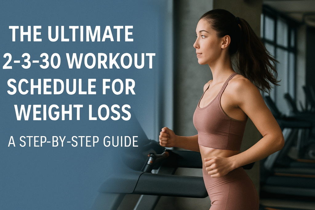 Woman walking on a treadmill following the 12-3-30 workout plan for beginners to lose weight fast, with incline set to 12, speed at 3 mph, for 30 minutes.