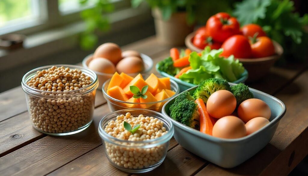 Budget-friendly eggtarian high protein diet plan under ₹3000/month — including eggs, soybeans, vegetables, and pulses for a nutritious Indian meal prep.”