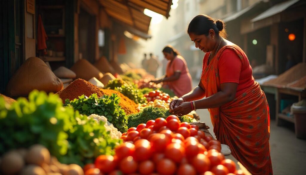 Local Indian market with fresh veggies for an affordable gut health diet plan India